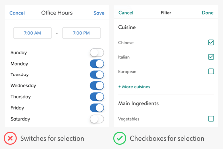 checkboxes - Toggle button vs. check box and toggle switch - User  Experience Stack Exchange