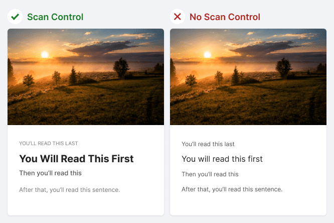 Pricing page example #515: How Scan Control Improves the Readability of Content Cards