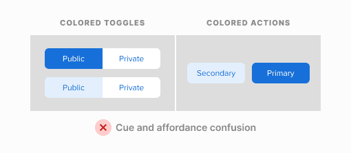 Don't Use Inverted Color Cues on Toggle Buttons